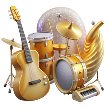 vibrant creative Wedding Band Musicians Instruments Isolated for Live Music exclusive png
