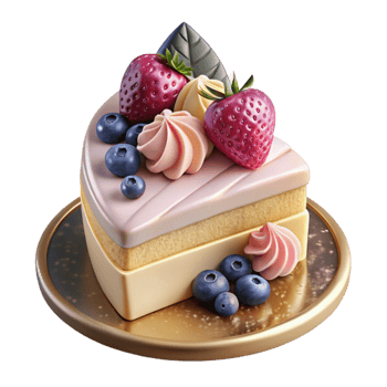 extraordinary abstract Wedding Cake Slice with Berries Dessert Portion Cutout authentic png
