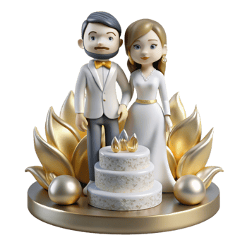 vibrant contemporary Wedding Cake Topper Figurines Transparent for Cake Decoration authentic png