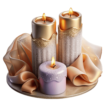 vibrant artistic Wedding Candles Romantic Ambiance Transparent Background high resolution png