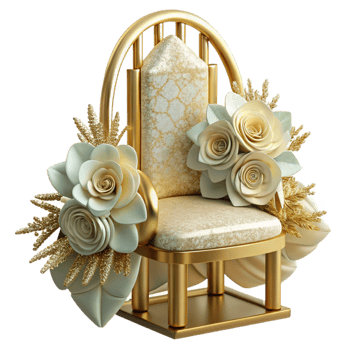 elegant vintage Wedding Chair Back Decoration Floral Arrangement Cutout exclusive png