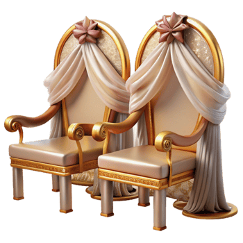serene creative Wedding Chair Decorations Ribbons Cutout for Reception Decor detailed png