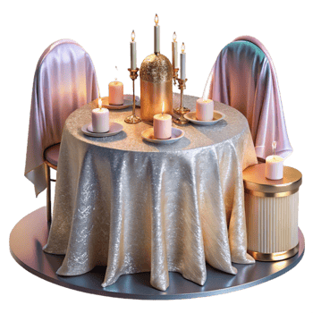 vibrant contemporary Wedding Reception Tables Decorated Cutout for Event Planning detailed png
