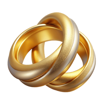 serene classic Wedding Rings Gold Intertwined Cutout for Invitations png