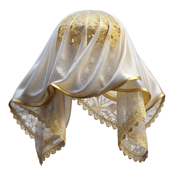serene rustic Wedding Veil Lace White Sheer Fabric Cutout for Bridal Accessories detailed png