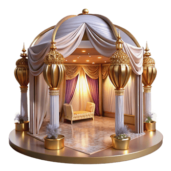 vibrant vintage Wedding Venue Ballroom Interior Isolated for Event Planning detailed png