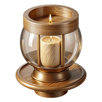 elegant vintage Wooden Candle Holder Isolated Hygge Home Decor Element professional png
