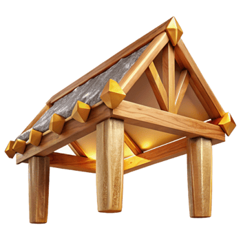 serene abstract Wooden Roof Truss Construction Detail Isolated detailed png