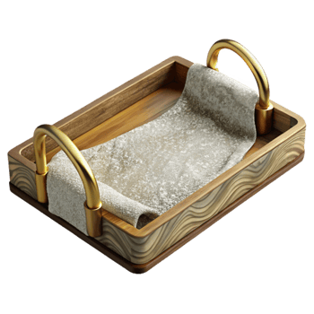 magnificent artistic Wooden Tray with Handles Cutout Serving Decor exclusive png