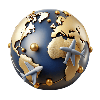elegant modern World Map with Airplane Routes Isolated for Travel Agencies premium png