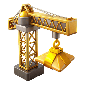 beautiful creative Yellow Crane Lifting Steel Beam Isolated Construction Site premium png