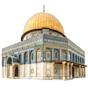 Dome of the Rock, Jerusalem Islamic Architecture, Gold Dome, Detailed 3D Render png
