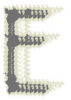 Letter E in 2D gray with a slight smoke effect. png