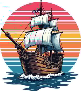 A pirate ship sailing in the ocean vector