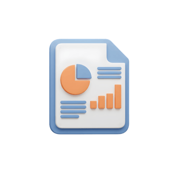 3D Render of a Business Report Document with Charts and Graphs for Data Analysis and Presentation png