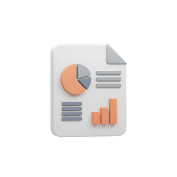 3D Render of a Business Report Document Showing Charts and Graphs Data Analysis Visualization png