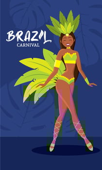 Brazilian samba dancer performing at carnival celebration vector