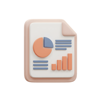 3D Render of a Document with Charts and Graphs. Business Report Visualization png
