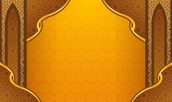 Golden Islamic Arch Background with Ornate Patterns vector