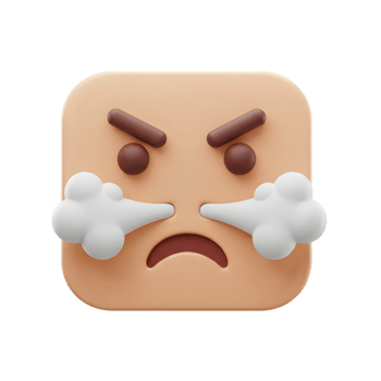 3D Render of an Angry Emoji with Steam Coming from its Nostrils, Expressing Frustration and Annoyance, Digital Illustration of an Infuriated Face png