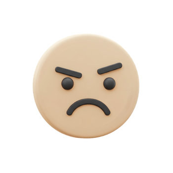3D Render of an Angry Face Emoji Illustration Showing Displeasure and Annoyance png