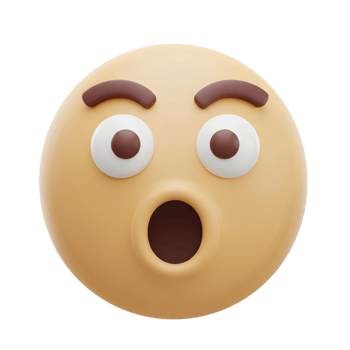 Astonished 3D Emoji Face. A Shocked Expression in Yellow and Brown png