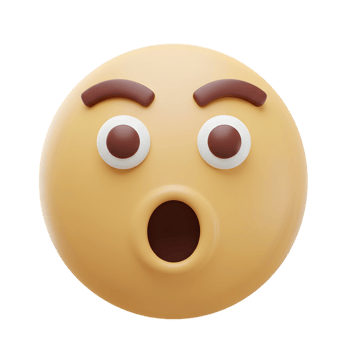 Astonished 3D Emoji Face. A Shocked Expression Rendered in Yellow and Brown Hues png