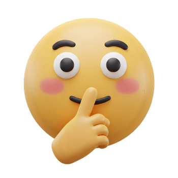 Adorable 3D Emoji with Finger on Lips Secretly Keeping a Quiet, Hush, Silence, Secrecy, Mysterious and Peaceful Gesture png