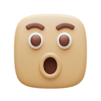Astonished 3D Emoji Face Render Surprised Expression Digital Art Graphic Design png
