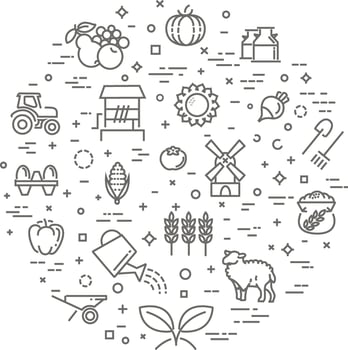Farm product illustration, organic food concept template, flat design vector