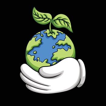 hand holding earth illustration vector