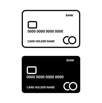Credit or debit charge card with chip for payment line art icon. vector