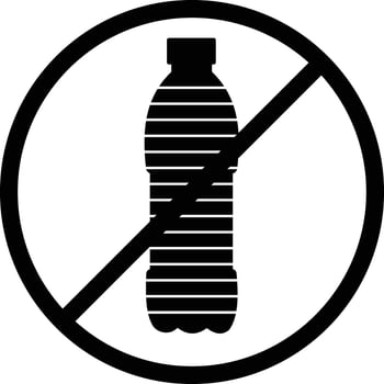 No plastic bottle sign, black circle. flat design in trendy style vector