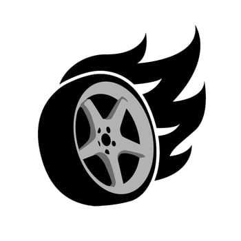 car wheel fire racing automotive logo vector