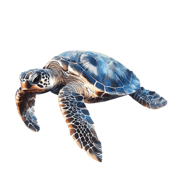A detailed artistic depiction of a swimming sea turtle png