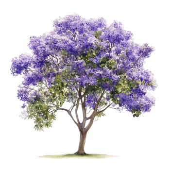 A Vibrant Watercolor Depiction Of A Flowering Purple Tree png
