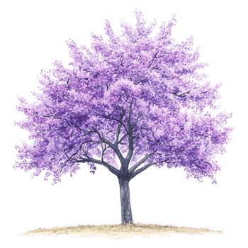 A beautiful blossoming tree with vibrant purple colored flowers png
