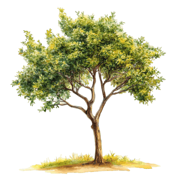 A vibrant watercolor painting of a green leafy tree png