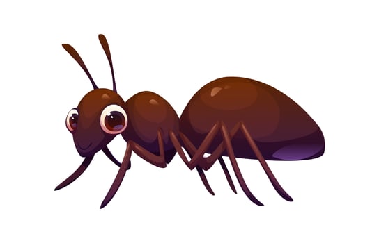 Cartoon funny ant insect character with large eyes vector