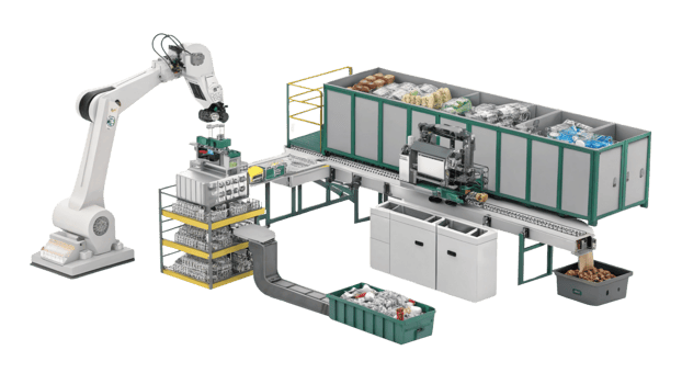 Automated robotic system for packaging and sorting items efficiently in modern warehouse environment png