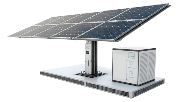 modern solar panel system with multiple photovoltaic panels and energy storage unit, showcasing renewable energy technology png