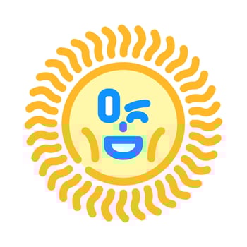winking cute sun character color icon illustration vector