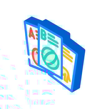 flashcard education platform isometric icon illustration vector
