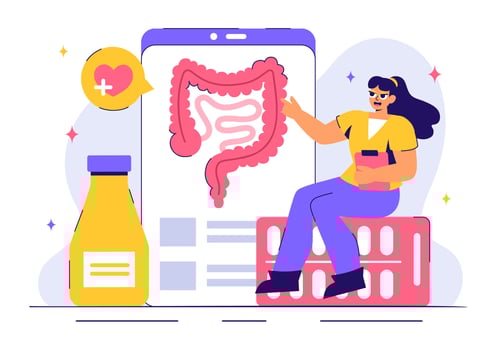 Colonoscopy Medical Illustration Showing a Doctor Checking Intestinal Health vector