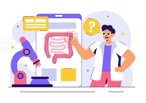 Medical Examination Illustration of a Doctor Conducting a Colonoscopy Procedure vector