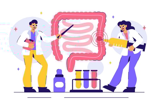 Proctology Check Illustration with a Doctor Inspecting the Colon for Bacteria vector