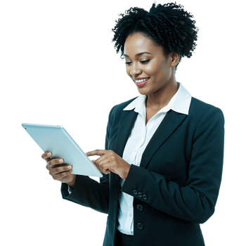 Businesswoman using tablet png
