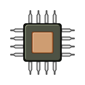 steaming microchip cartoon illustration vector
