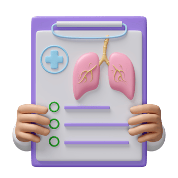 3d doctor hand holding check list for health with lung isolated. health check report, medicare concept, 3d illustration render png