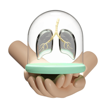 3d hand with glass dome, human realistic lung transparent isolated. world pneumonia day, check lung health, organs concept, 3d illustration render png